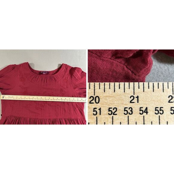 April Cornell Dress M Burgundy Cotton Maxi Floral Cottagecore Prairie Boho Y2K - Picture 5 of 9